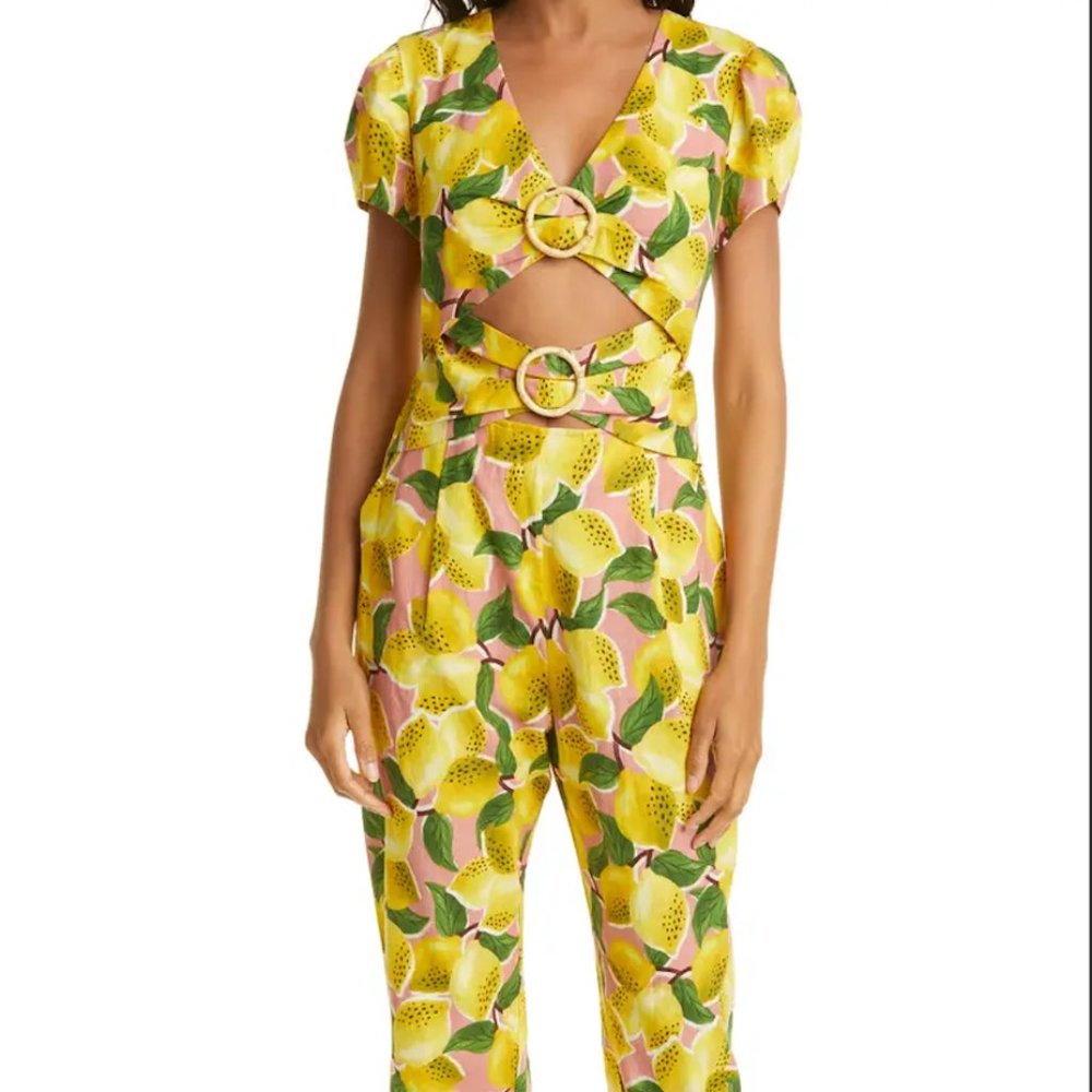 farm rio fresh lemons cutout jumpsuit